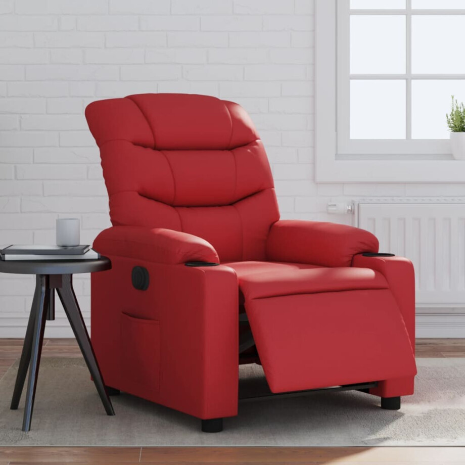 vidaXL Fauteuil verstelbaar elektrisch kunstleer rood vidaXL Fauteuil verstelbaar elektrisch kunstleer rood afbeelding 1