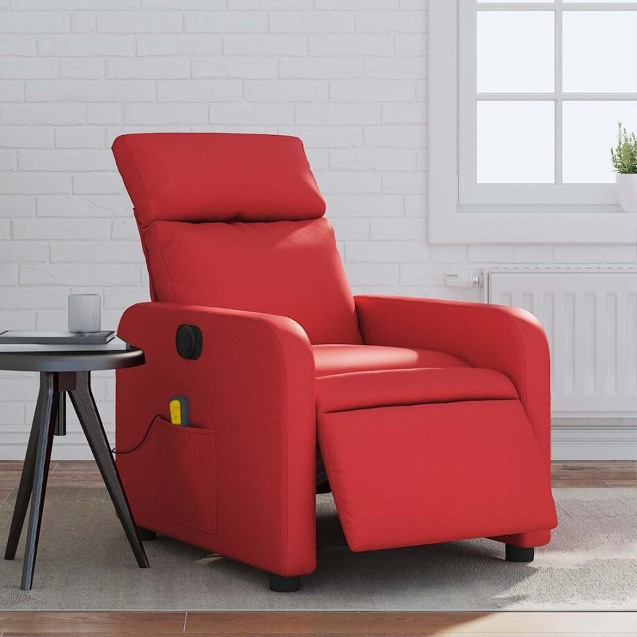 vidaXL Massagestoel verstelbaar elektrisch kunstleer rood afbeelding 1