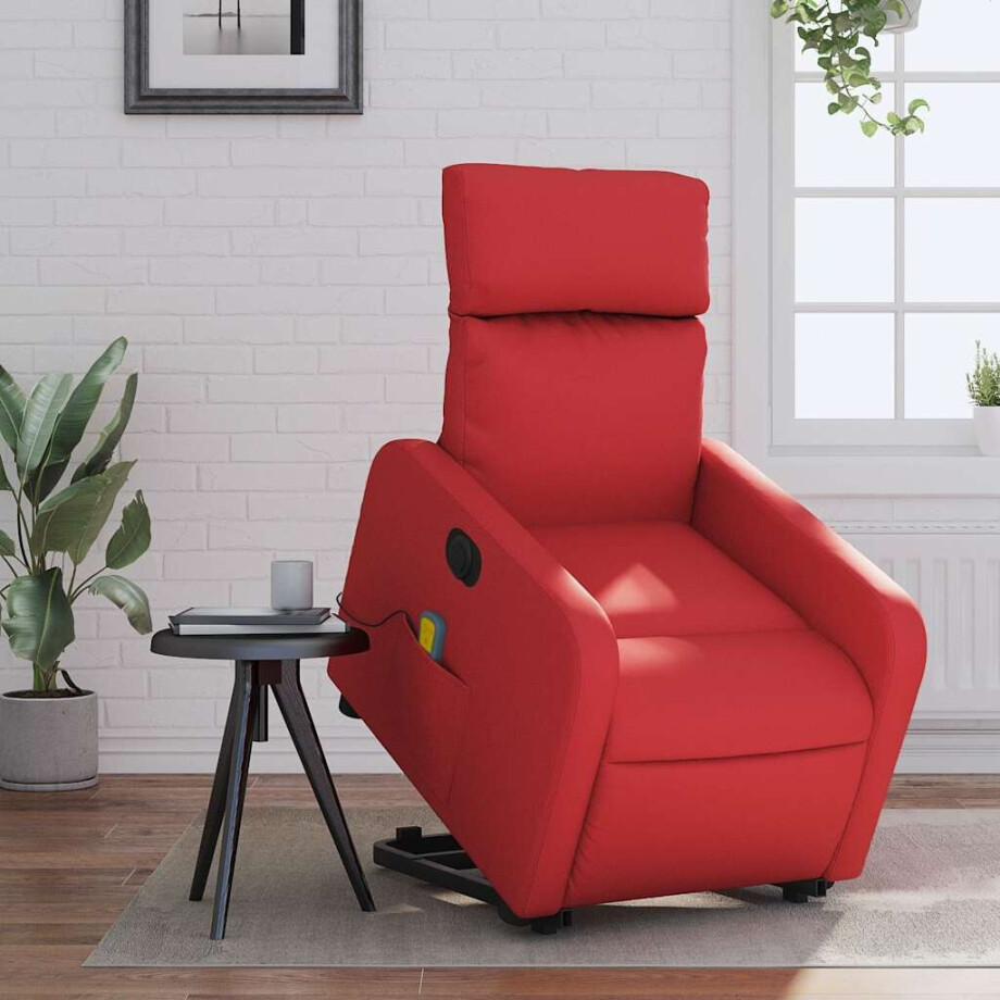 vidaXL Sta-op-massagestoel elektrisch kunstleer rood afbeelding 1