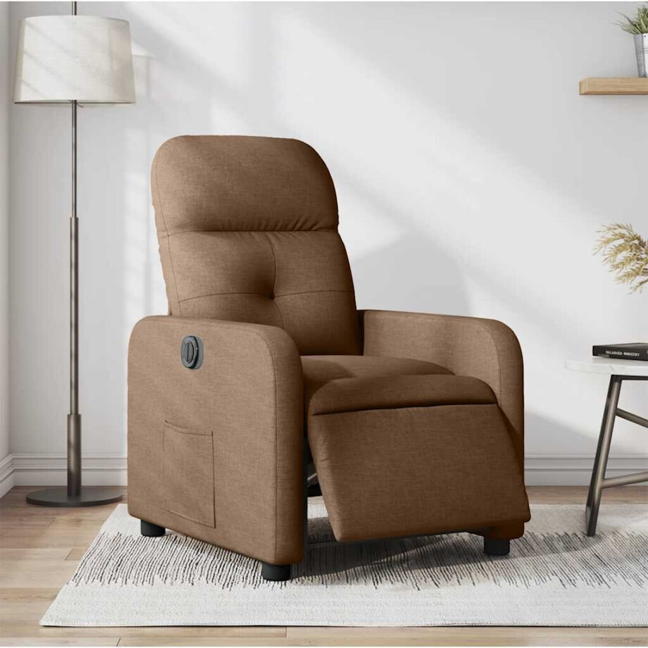 vidaXL Fauteuil verstelbaar elektrisch stof bruin vidaXL Fauteuil verstelbaar elektrisch stof bruin afbeelding 1