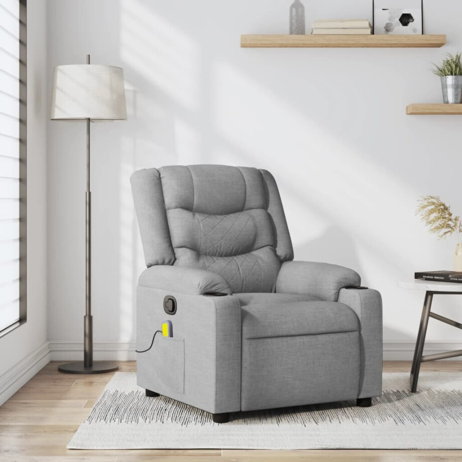 vidaXL Massagestoel Lichtgrijze Stof afbeelding 1
