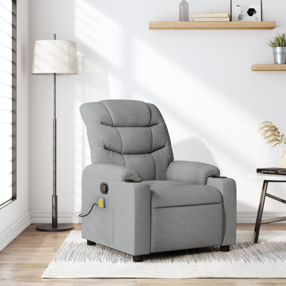 vidaXL Massagestoel met lichtgrijze stof afbeelding 1
