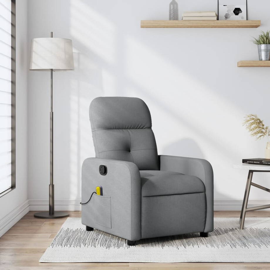 vidaXL Massagestoel met lichtgrijze stof afbeelding 1
