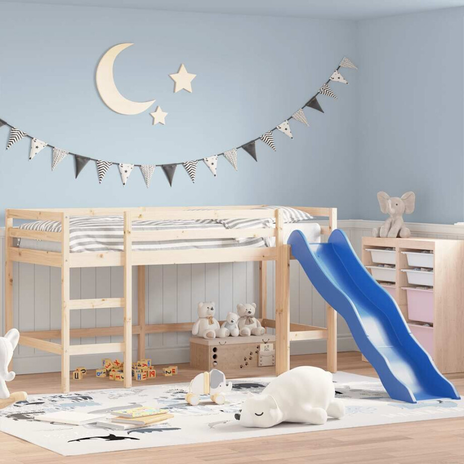 vidaXL Kinderhoogslaper met glijbaan massief grenenhout 80x200 cm vidaXL Kinderhoogslaper met glijbaan massief grenenhout 80x200 cm afbeelding 1