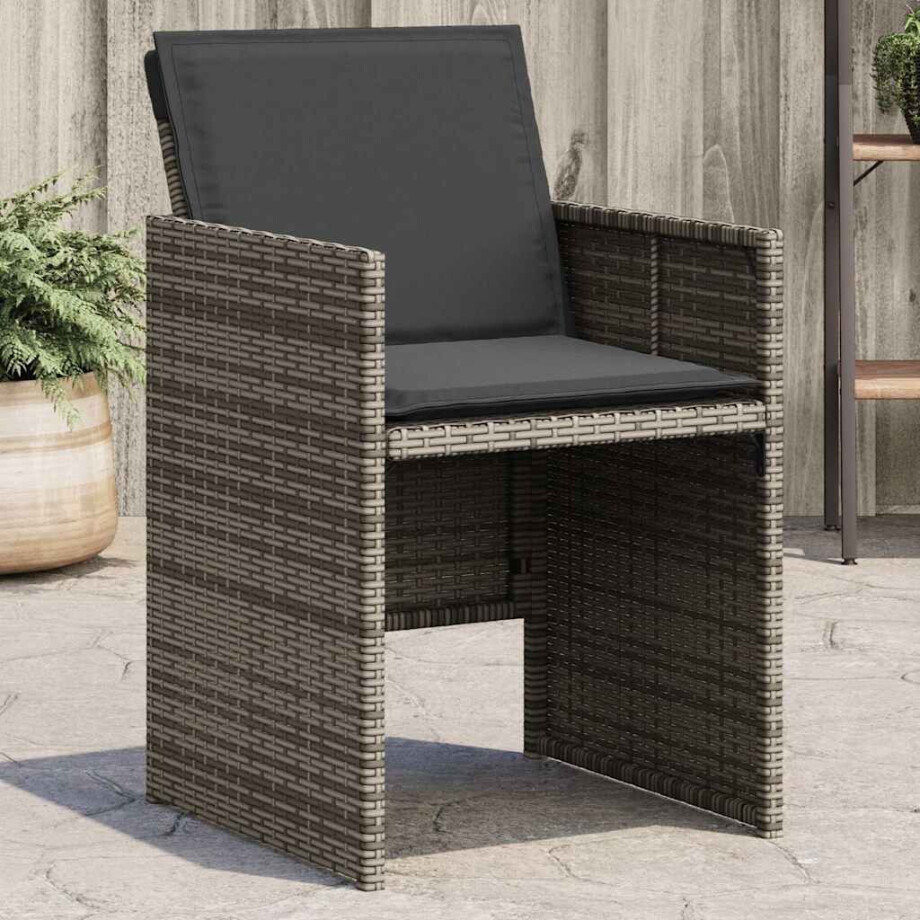 vidaXL Tuinstoelen 4 st met kussens poly rattan grijs afbeelding 1