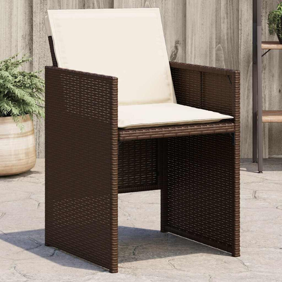 vidaXL Tuinstoelen 4 st met kussens poly rattan bruin vidaXL Tuinstoelen 4 st met kussens poly rattan bruin afbeelding 1