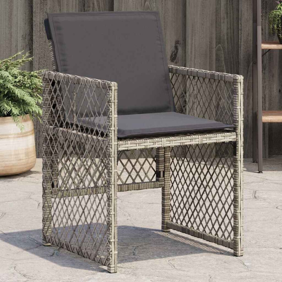 vidaXL Tuinstoelen 4 st met kussens poly rattan grijs vidaXL Tuinstoelen 4 st met kussens poly rattan grijs afbeelding 1