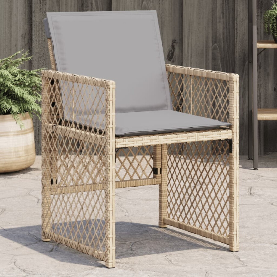 vidaXL Tuinstoelen 4 st met kussens poly rattan gemengd beige vidaXL Tuinstoelen 4 st met kussens poly rattan gemengd beige afbeelding 1