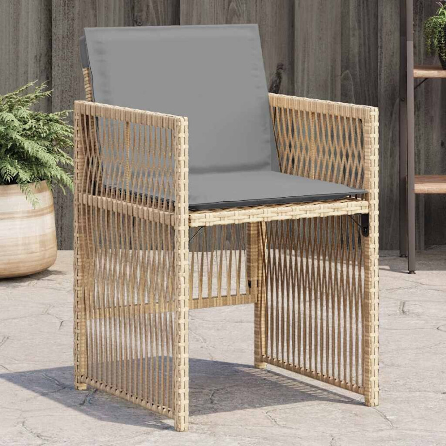 vidaXL Tuinstoelen 4 st met kussens poly rattan gemengd beige vidaXL Tuinstoelen 4 st met kussens poly rattan gemengd beige afbeelding 1