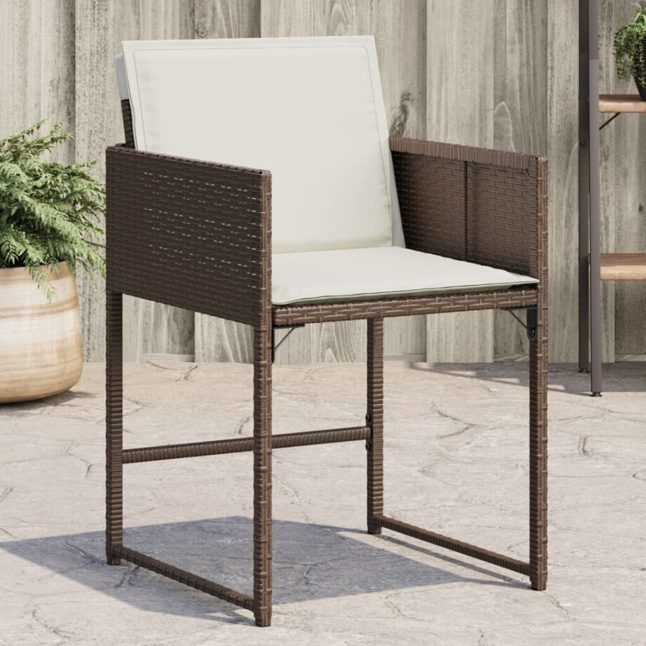 vidaXL Tuinstoelen 4 st met kussens poly rattan bruin vidaXL Tuinstoelen 4 st met kussens poly rattan bruin afbeelding 1