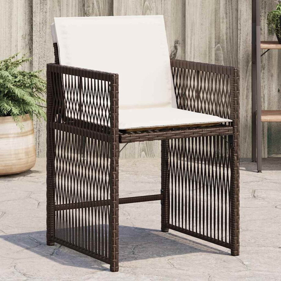 vidaXL Tuinstoelen 4 st met kussens poly rattan bruin afbeelding 1