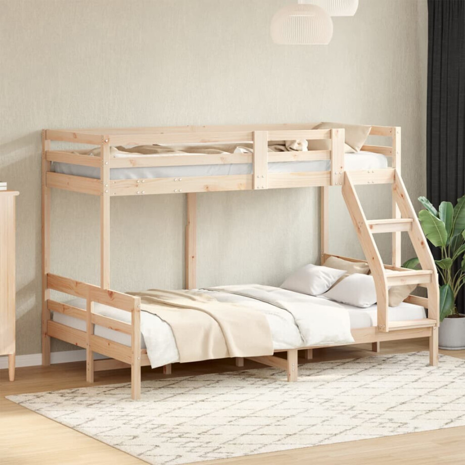 vidaXL Stapelbed massief grenenhout 80x200/120x200 cm afbeelding 1