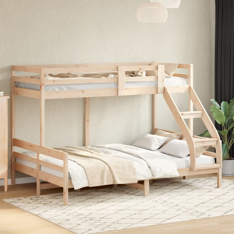 vidaXL Stapelbed massief grenenhout 80x200/140x200 cm vidaXL Stapelbed massief grenenhout 80x200/140x200 cm afbeelding 1