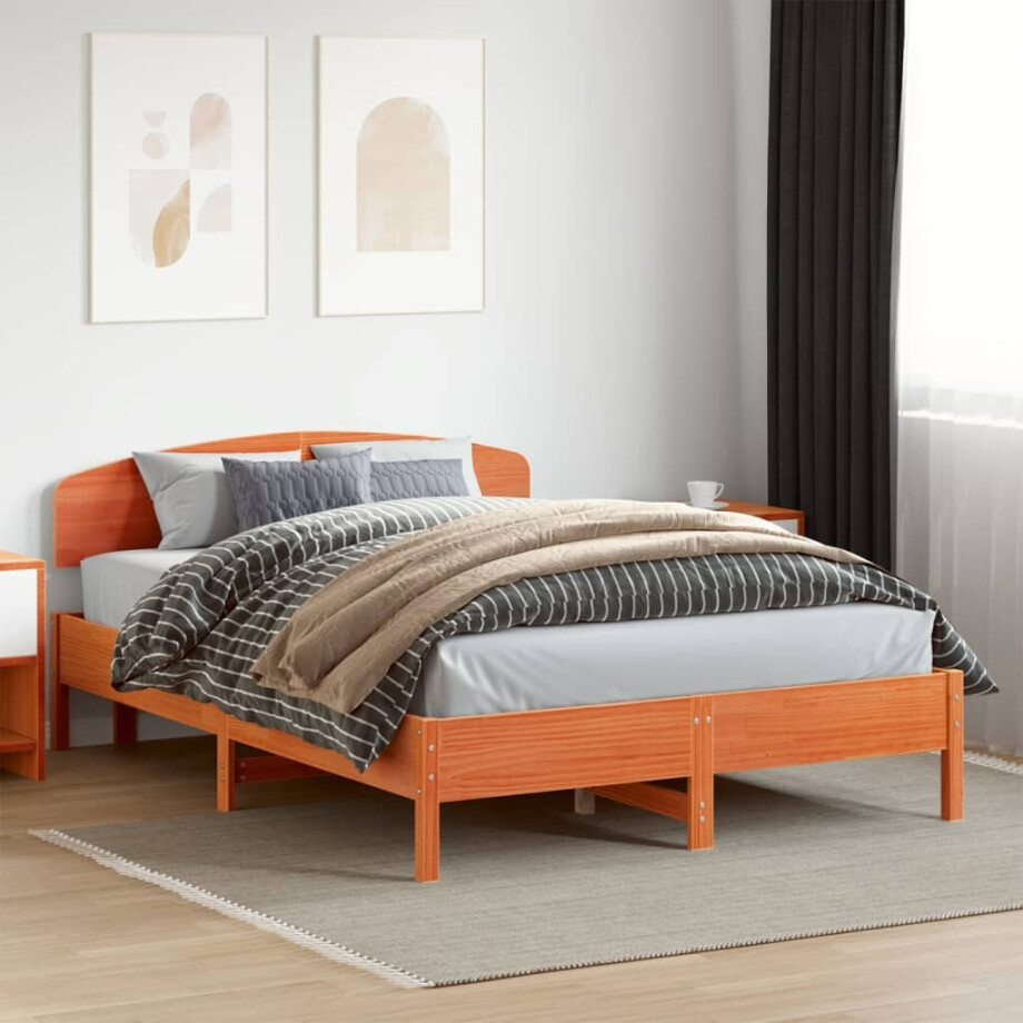 vidaXL Bedframe zonder matras massief grenenhout wasbruin 120x200 cm afbeelding 1
