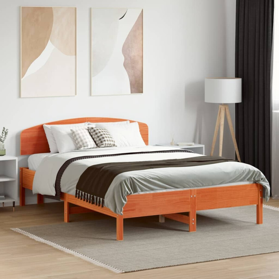 vidaXL Bedframe zonder matras massief grenenhout wasbruin 120x190 cm vidaXL Bedframe zonder matras massief grenenhout wasbruin 120x190 cm afbeelding 1