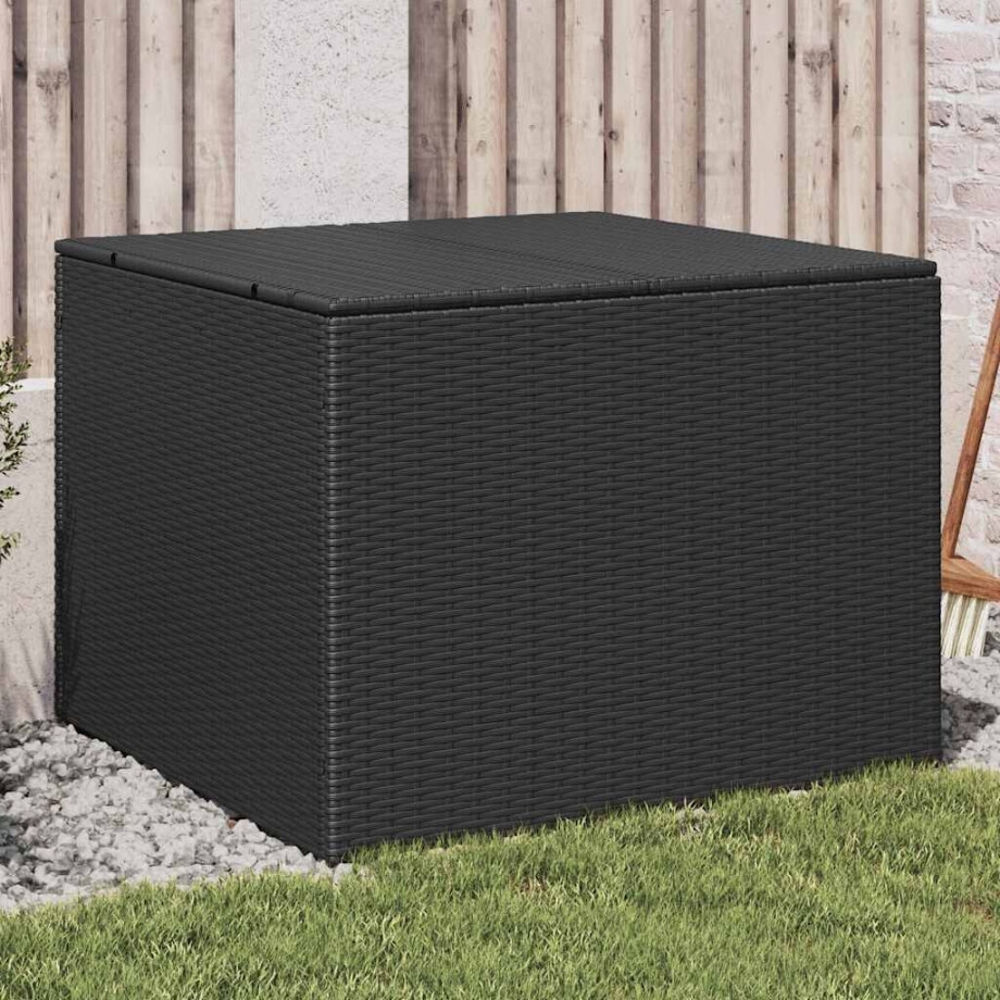 vidaXL Tuinbox 291 L poly rattan zwart afbeelding 1