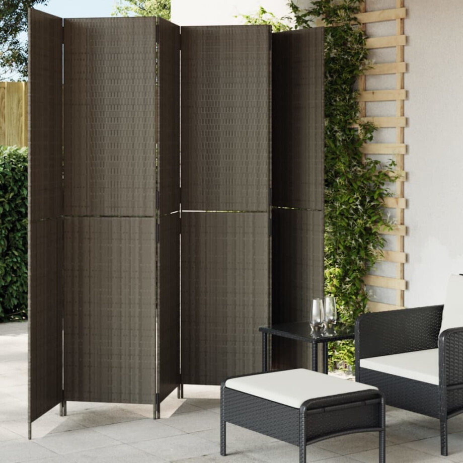 vidaXL Kamerscherm 6 panelen poly rattan grijs vidaXL Kamerscherm 6 panelen poly rattan grijs afbeelding 1