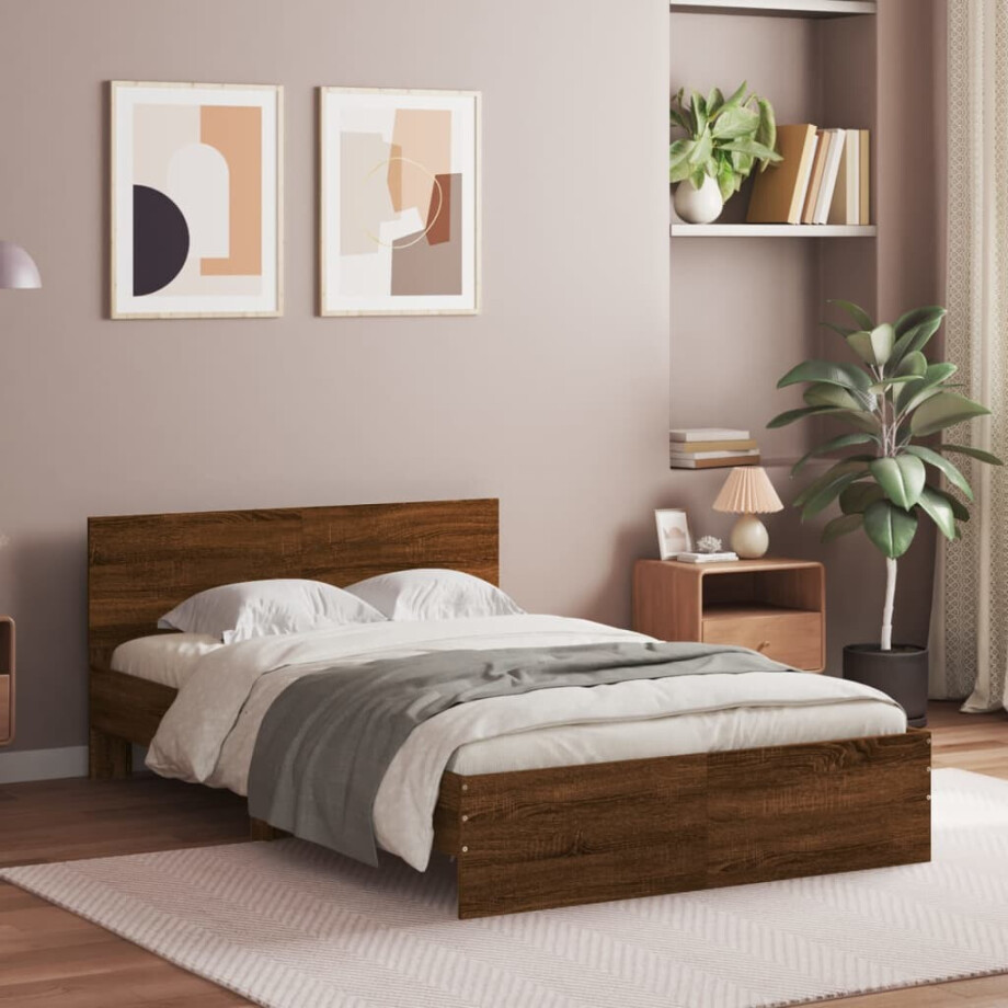 vidaXL Bedframe met hoofdeinde bruin eikenkleur 120x190 cm vidaXL Bedframe met hoofdeinde bruin eikenkleur 120x190 cm afbeelding 1