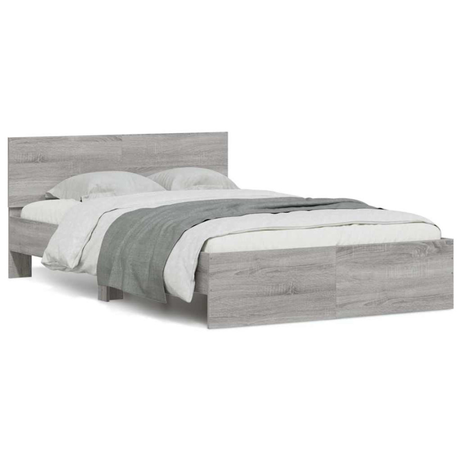 vidaXL Bedframe met hoofdeinde en LED grijs sonoma eiken 140x200 cm afbeelding 1