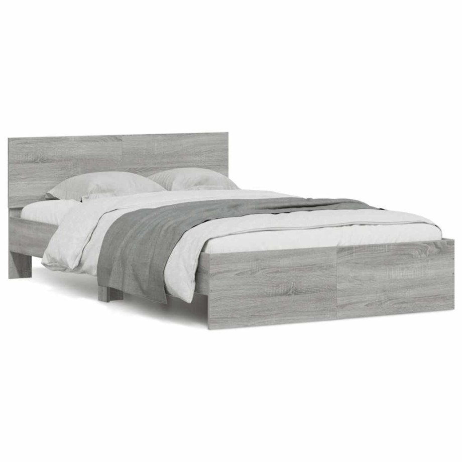 vidaXL Bedframe met hoofdeinde en LED grijs sonoma eiken 120x190 cm vidaXL Bedframe met hoofdeinde en LED grijs sonoma eiken 120x190 cm afbeelding 1