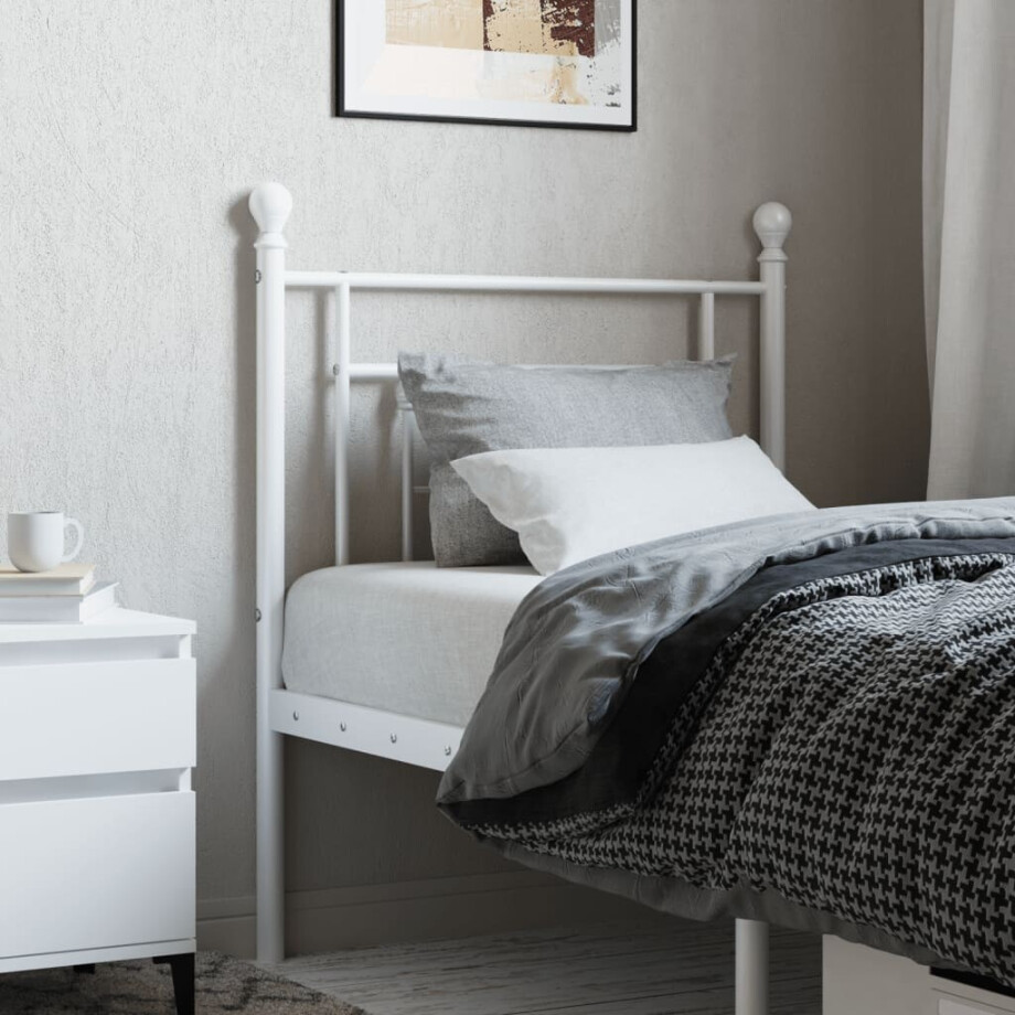 vidaXL Hoofdbord 75 cm metaal wit afbeelding 1