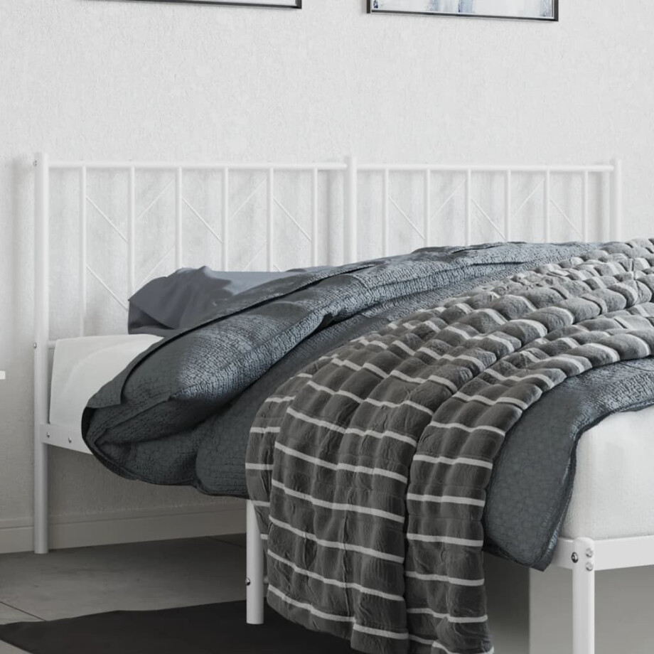 vidaXL Hoofdbord 160 cm metaal wit afbeelding 1