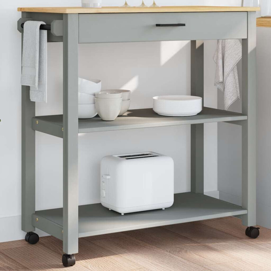 vidaXL Keukentrolley MONZA 84x40x88,5 cm massief grenenhout afbeelding 1
