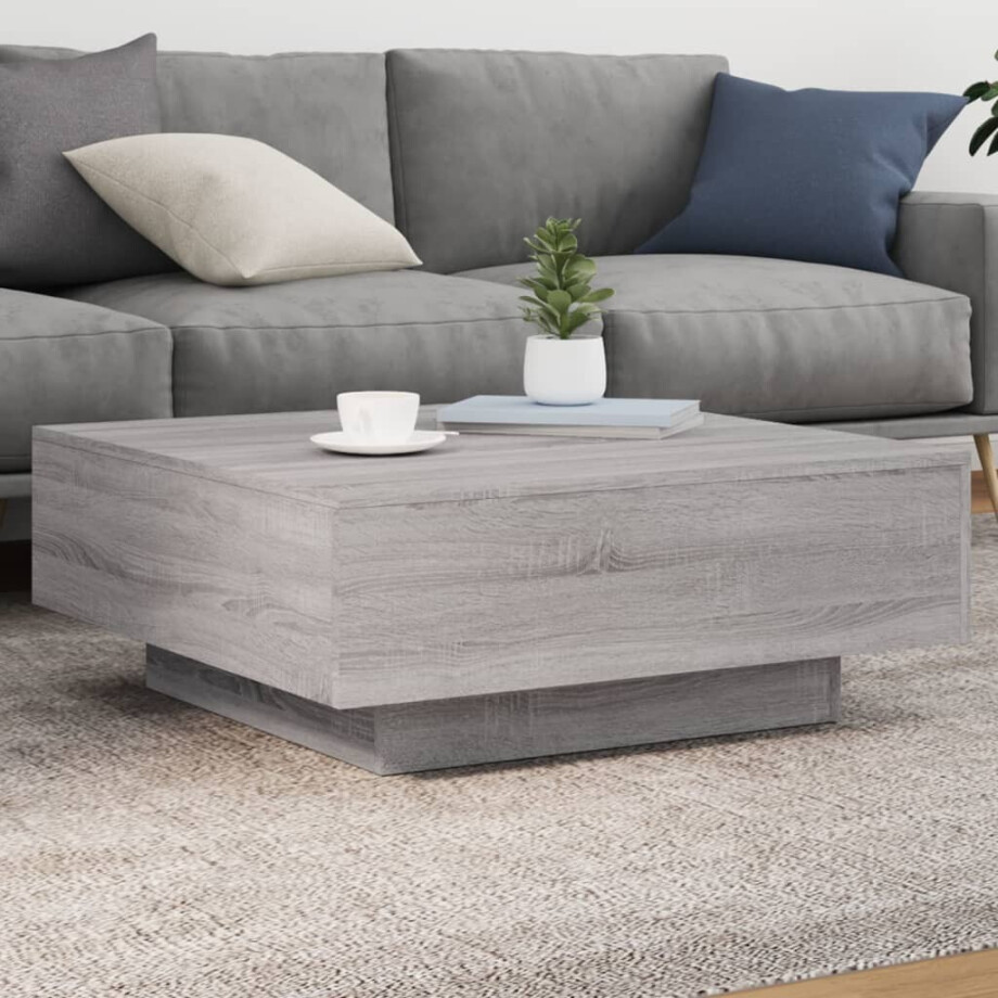 vidaXL Salontafel met LED-verlichting 80x80x31 cm grijs sonoma eiken vidaXL Salontafel met LED-verlichting 80x80x31 cm grijs sonoma eiken afbeelding 1