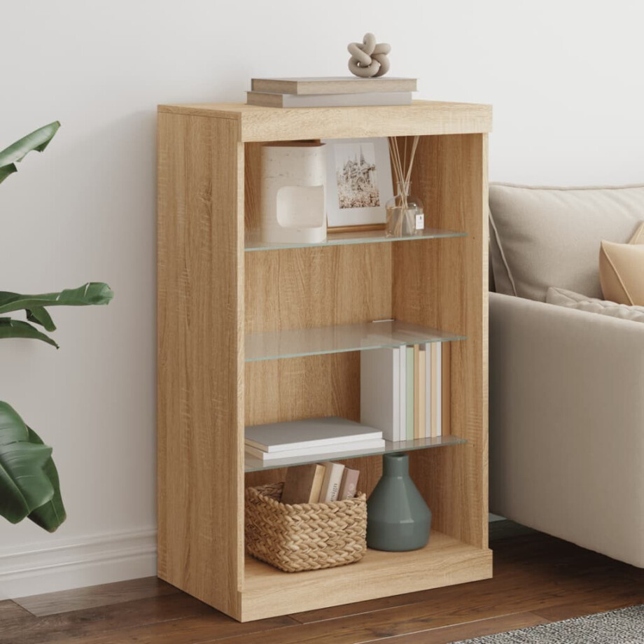 vidaXL Dressoir met LED-verlichting 60,5x37x100 cm sonoma eikenkleurig afbeelding 1