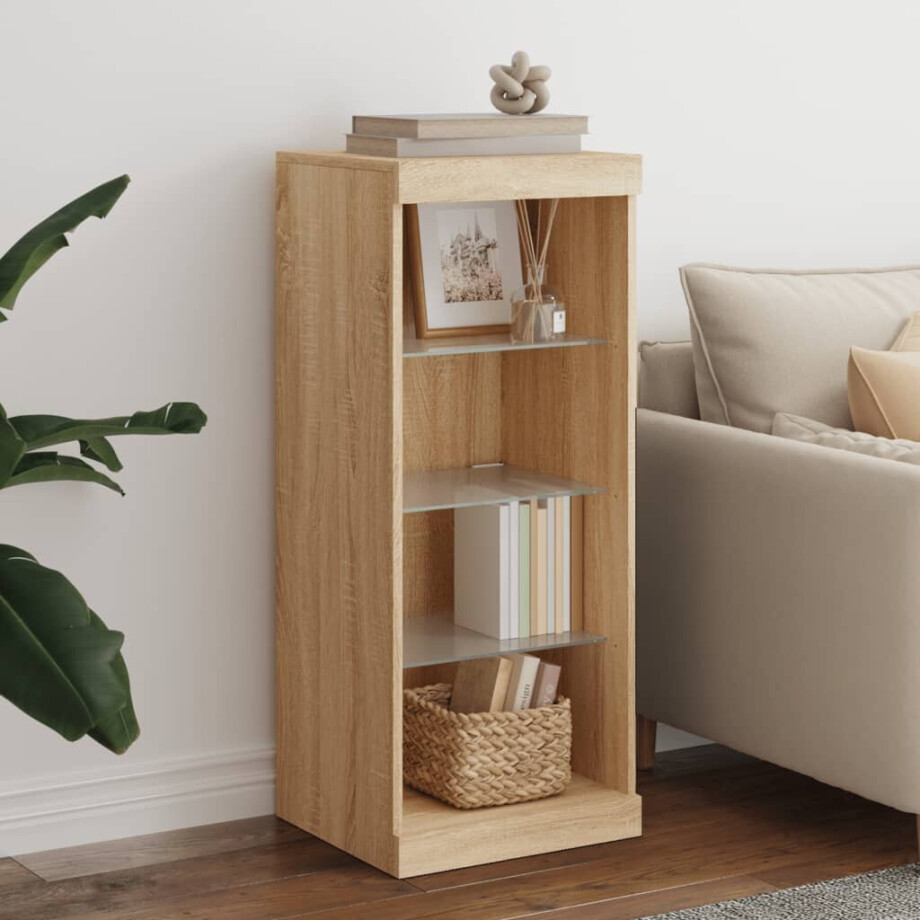 vidaXL Dressoir met LED-verlichting 41x37x100 cm sonoma eikenkleurig afbeelding 1