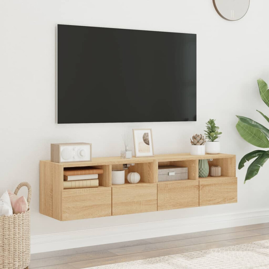 vidaXL Tv-meubels 2 st 60x30x30 cm bewerkt hout sonoma eikenkleurig afbeelding 1