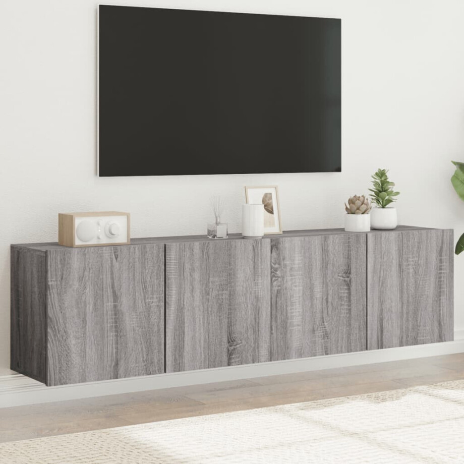 vidaXL Tv-meubels 2 st wandgemonteerd 80x30x41 cm grijs sonoma eiken afbeelding 1