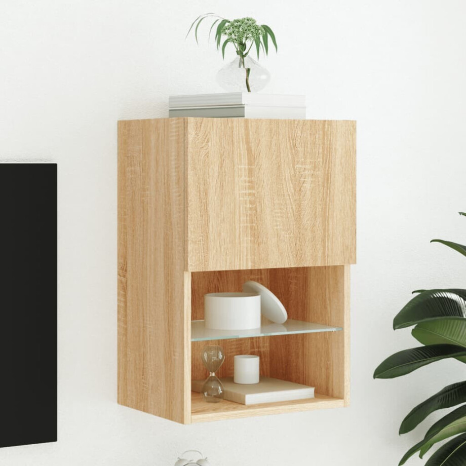 vidaXL Tv-meubel met LED-verlichting 40,5x30x60 cm sonoma eikenkleurig afbeelding 1