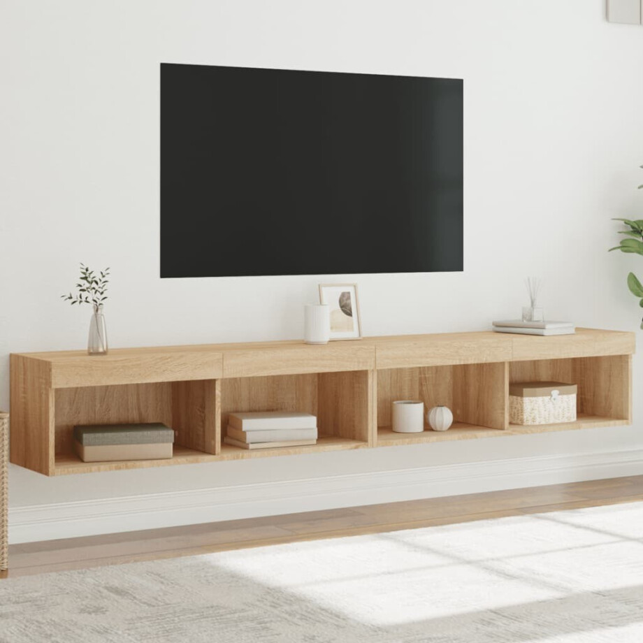 vidaXL Tv-meubels met LED-verlichting 2 st 100x30x30 cm sonoma eiken vidaXL Tv-meubels met LED-verlichting 2 st 100x30x30 cm sonoma eiken afbeelding 1