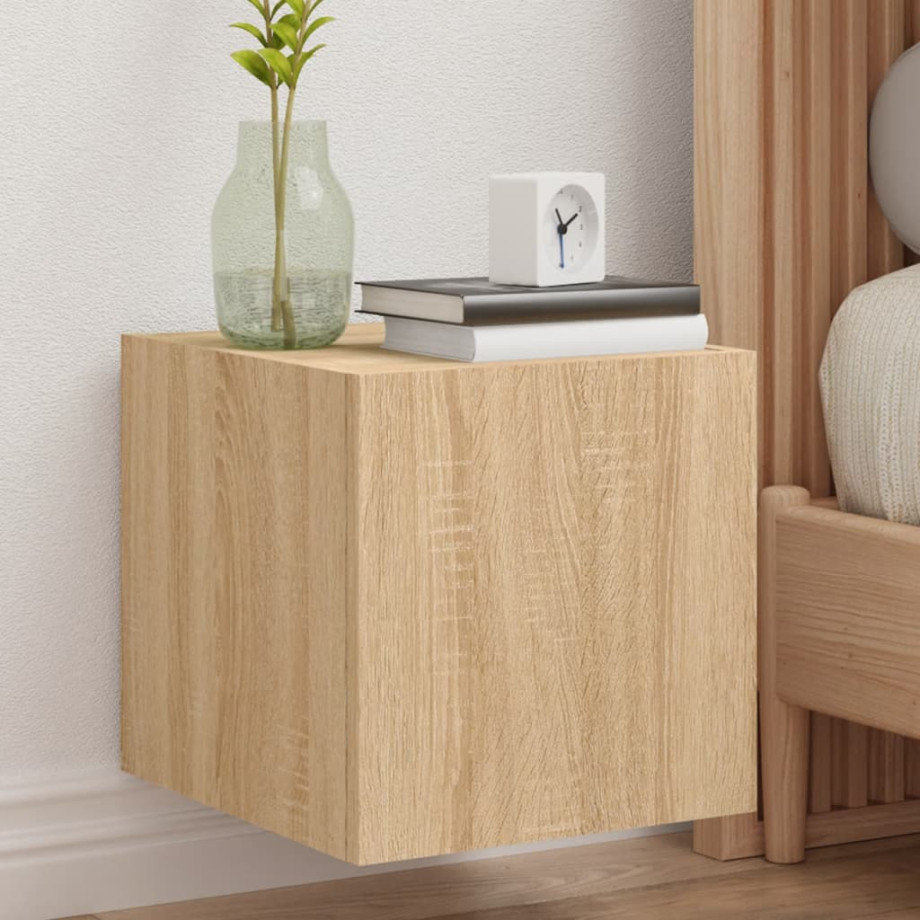 vidaXL Tv-wandmeubel met LED-verlichting 30,5x35x30 cm sonoma eiken afbeelding 1
