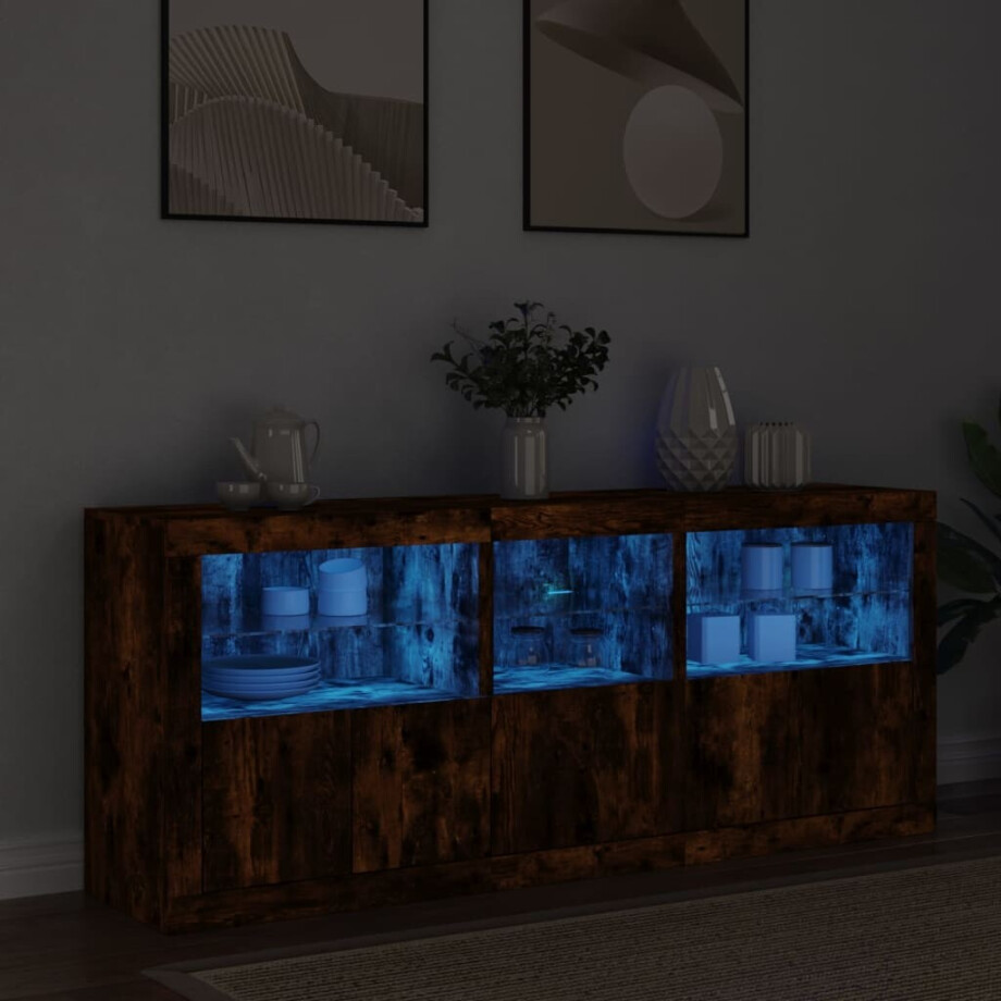 vidaXL Dressoir met LED-verlichting 162x37x67 cm bruin eiken afbeelding 1