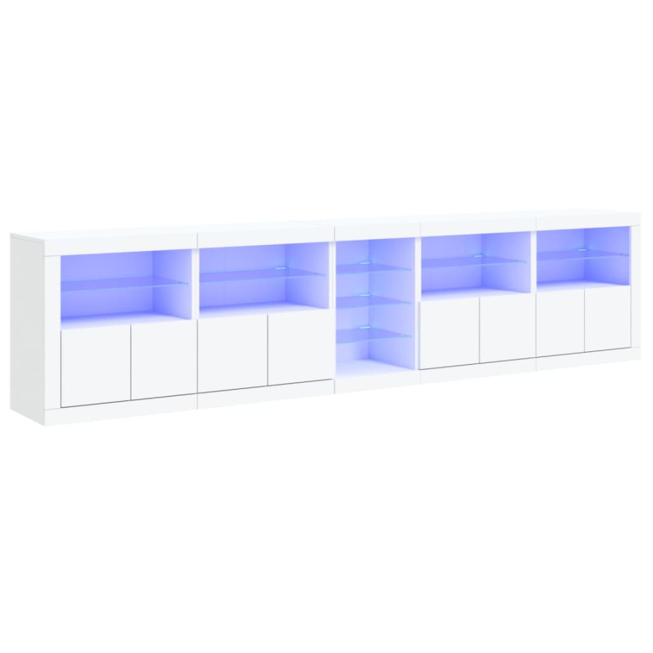 vidaXL Dressoir met LED-verlichting 283x37x67 cm wit afbeelding 1