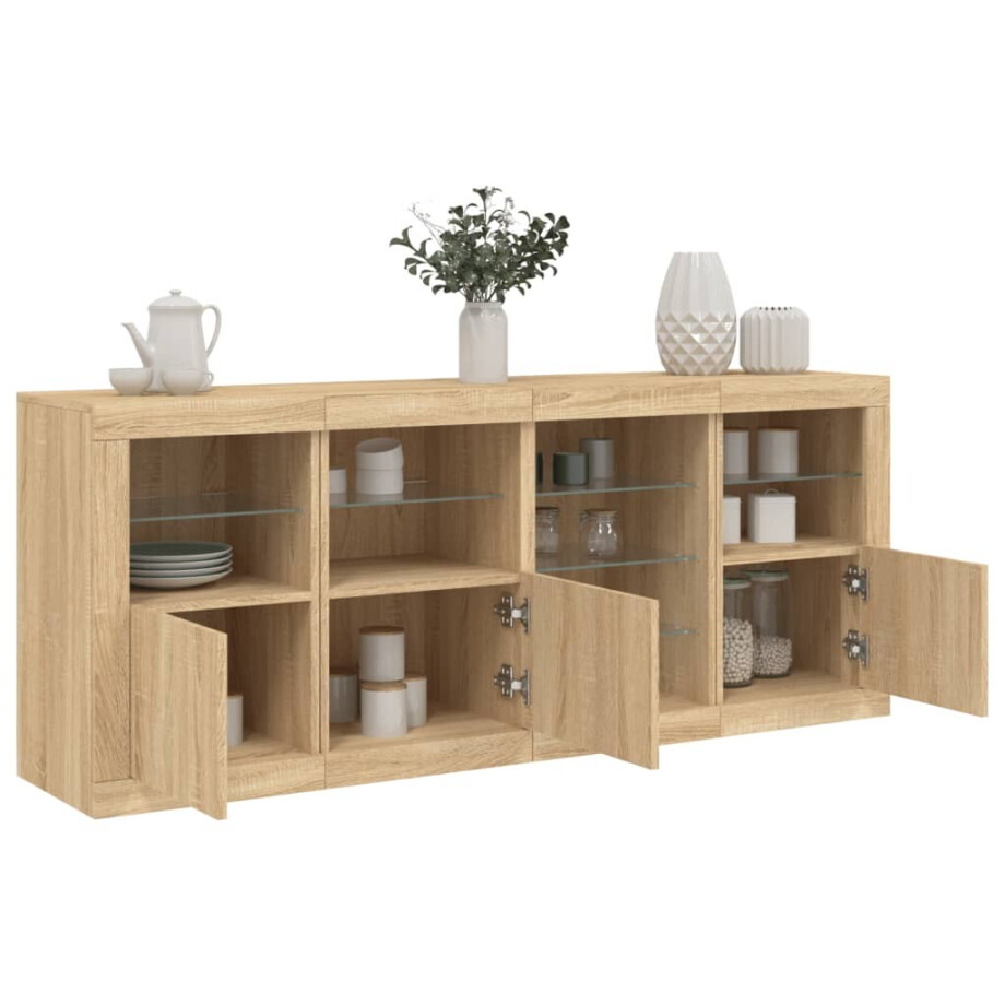 vidaXL Dressoir met LED-verlichting 164x37x67 cm sonoma eikenkleurig vidaXL Dressoir met LED-verlichting 164x37x67 cm sonoma eikenkleurig afbeelding 1