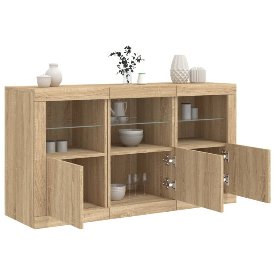 vidaXL Dressoir met LED-verlichting 123x37x67 cm sonoma eikenkleurig vidaXL Dressoir met LED-verlichting 123x37x67 cm sonoma eikenkleurig afbeelding 1