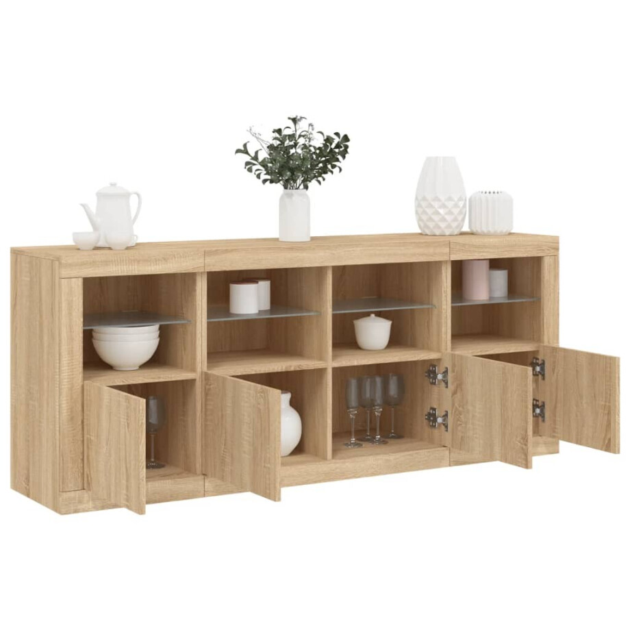 vidaXL Dressoir met LED-verlichting 163x37x67 cm sonoma eikenkleurig vidaXL Dressoir met LED-verlichting 163x37x67 cm sonoma eikenkleurig afbeelding 1