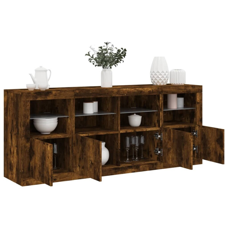 vidaXL Dressoir met LED-verlichting 163x37x67 cm gerookt eikenkleurig vidaXL Dressoir met LED-verlichting 163x37x67 cm gerookt eikenkleurig afbeelding 1