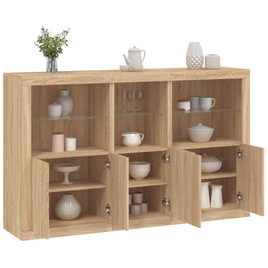 vidaXL Dressoir met LED-verlichting 162x37x100 cm sonoma eikenkleurig vidaXL Dressoir met LED-verlichting 162x37x100 cm sonoma eikenkleurig afbeelding 1