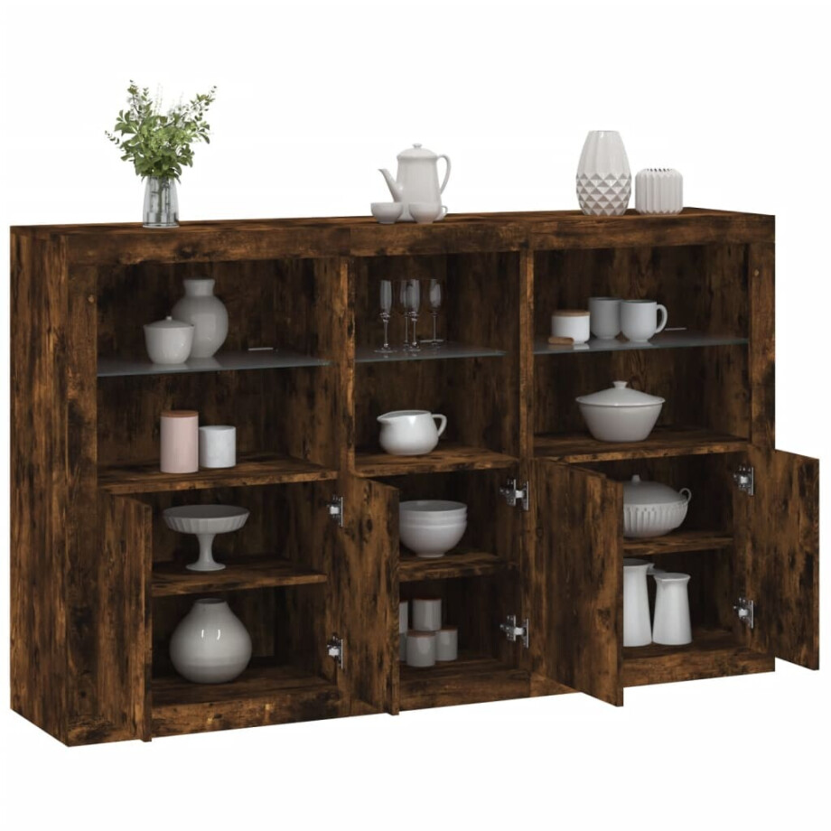 vidaXL Dressoir met LED-verlichting 162x37x100 cm gerookt eikenkleurig vidaXL Dressoir met LED-verlichting 162x37x100 cm gerookt eikenkleurig afbeelding 1