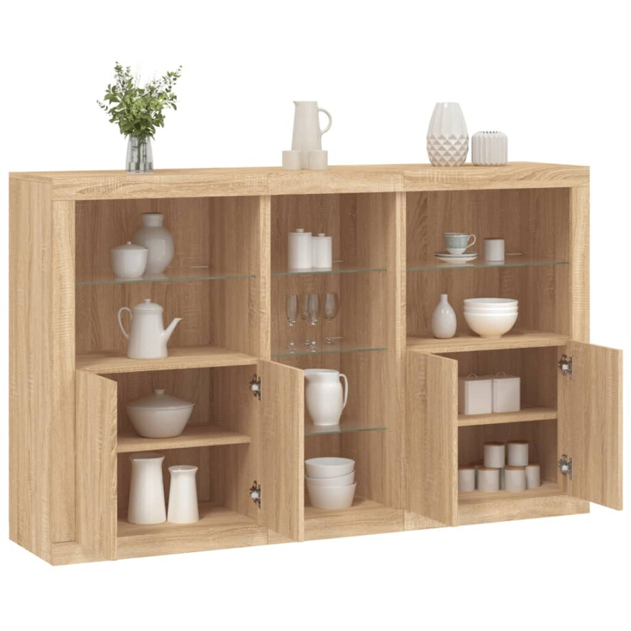 vidaXL Dressoir met LED-verlichting 162x37x100 cm sonoma eikenkleurig vidaXL Dressoir met LED-verlichting 162x37x100 cm sonoma eikenkleurig afbeelding 1