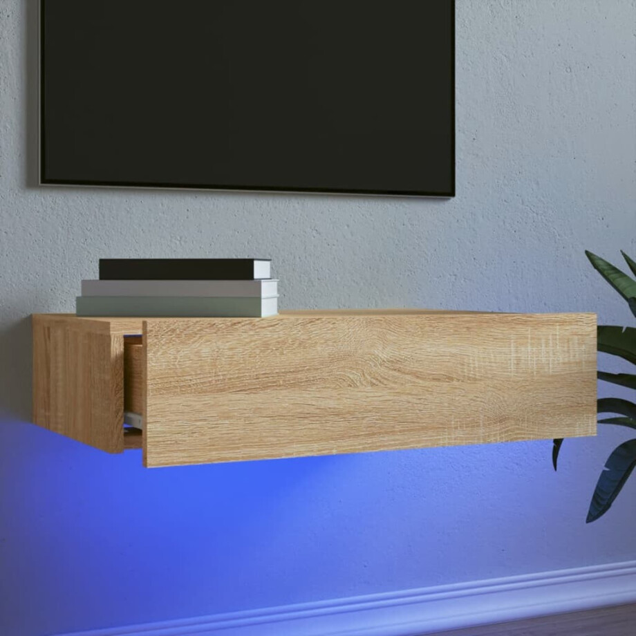 vidaXL Tv-meubel met LED-verlichting 60x35x15,5 cm sonoma eikenkleurig afbeelding 1