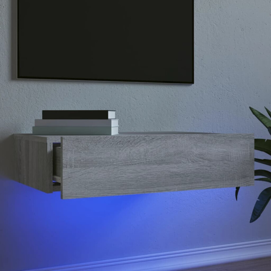 vidaXL Tv-meubel met LED-verlichting 60x35x15,5 cm grijs sonoma eiken afbeelding 1