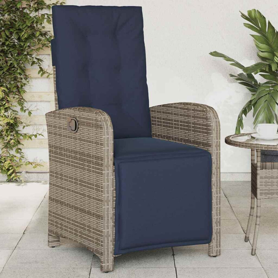 vidaXL Tuinstoel verstelbaar met voetensteun poly rattan grijs vidaXL Tuinstoel verstelbaar met voetensteun poly rattan grijs afbeelding 1