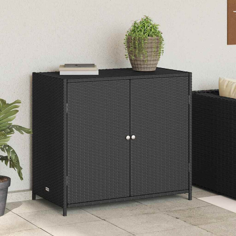 vidaXL Tuinkast 83x45x76 cm poly rattan zwart afbeelding 1