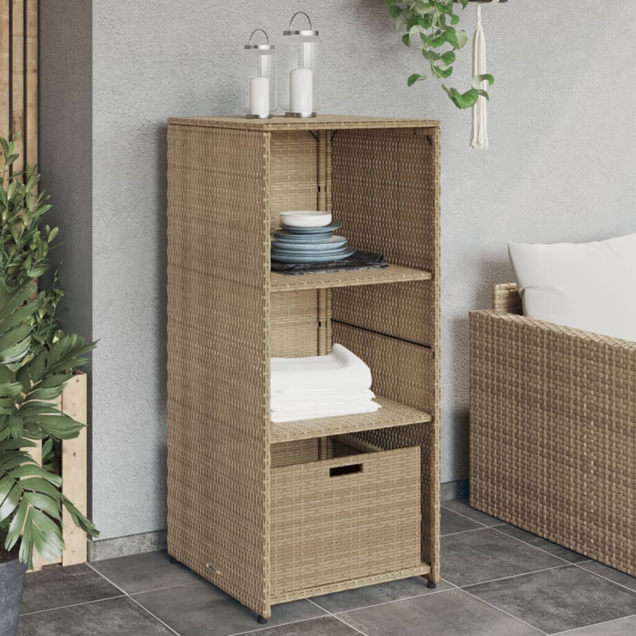 vidaXL Tuinkast 50x55x115 cm poly rattan beige afbeelding 1