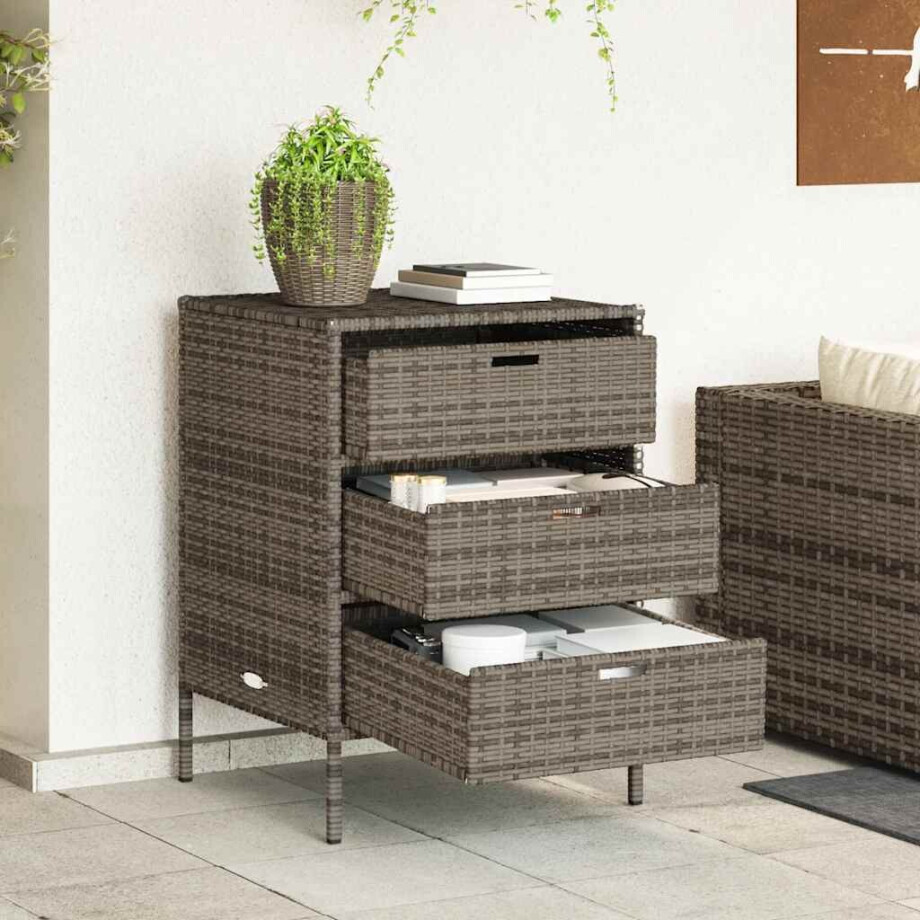 vidaXL Tuinkast 55x59x80 cm poly rattan grijs afbeelding 1